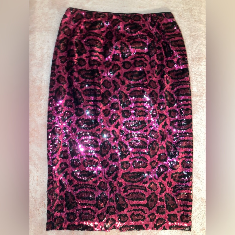 Scoop red cheetah sequin skirt